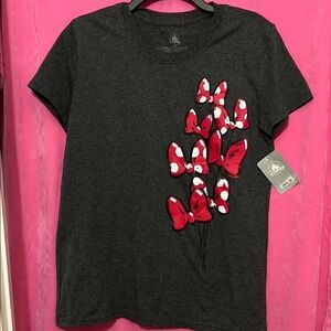 Disney Charcoal T-Shirt with Red Minnie Mouse Bows
